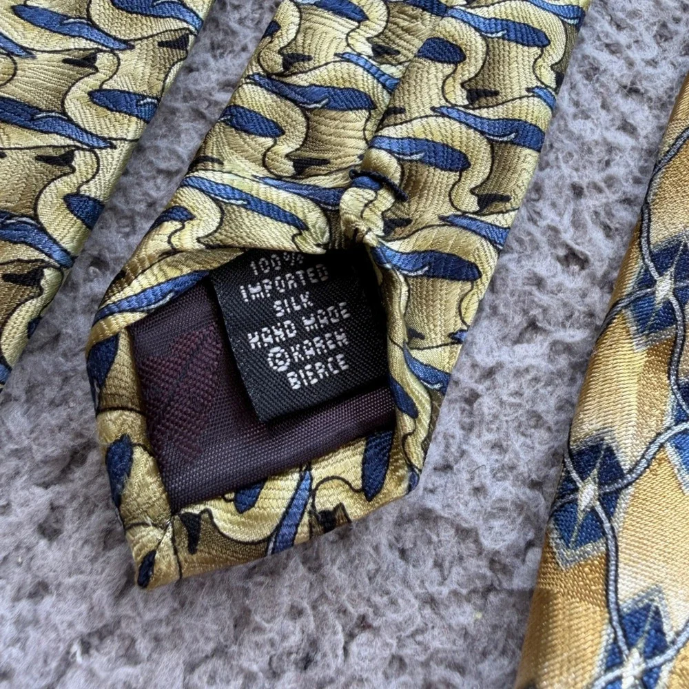 Vintage Mens Tie Lot The Nature Conservancy Silk Duck & Puritan Geometric Gold